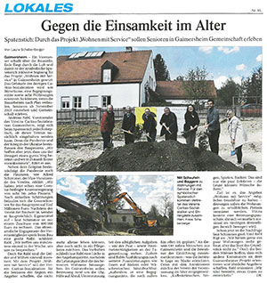 spatenstich neubau und erweiterung einer sozialstation und wohnen mit service in gaimersheim